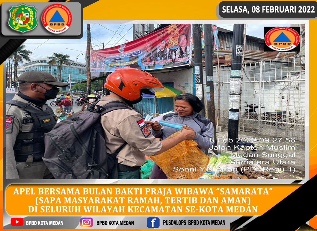 KEGIATAN APEL BERSAMA DALAM RANGKA KEGIATAN BULAN BAKTI PRAJA WIBAWA "SAMARATA" (SAPA MASYARAKAT RAMAH, TERTIB DAN AMAN) DI SELURUH WILAYAH KECAMATAN SE KOTA MEDAN